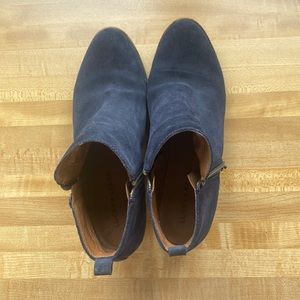 Lucky brand navy booties with zip